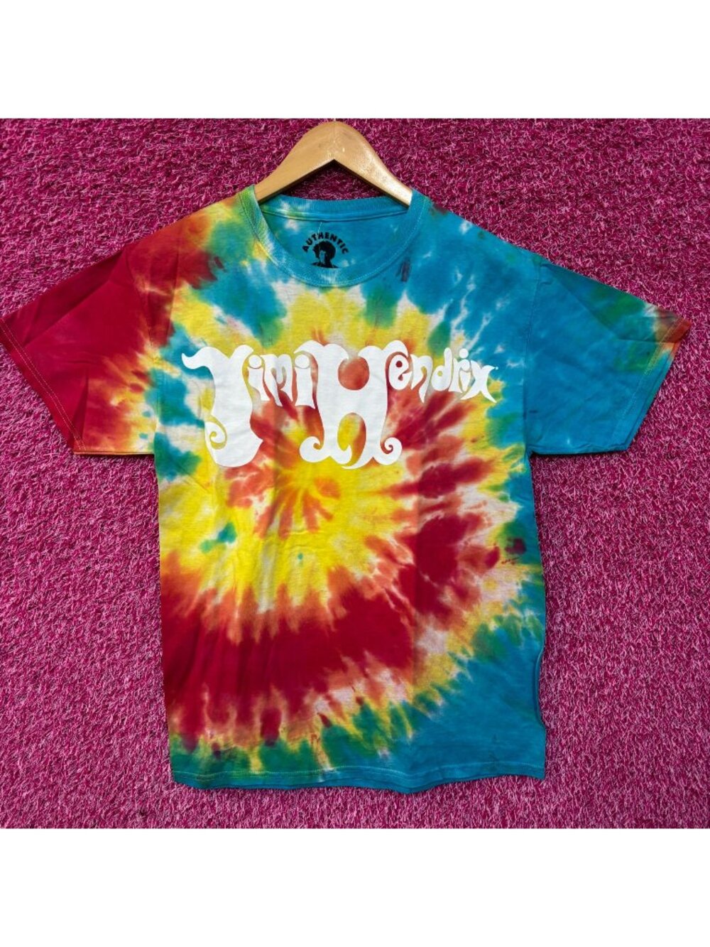 Jimi Hendrix Spell Out Psychedelic Rock Legend Tie Dye M